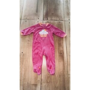 Carters Pink Cupcake Footed Pajamas Sleepers Baby Girl 9 Months
